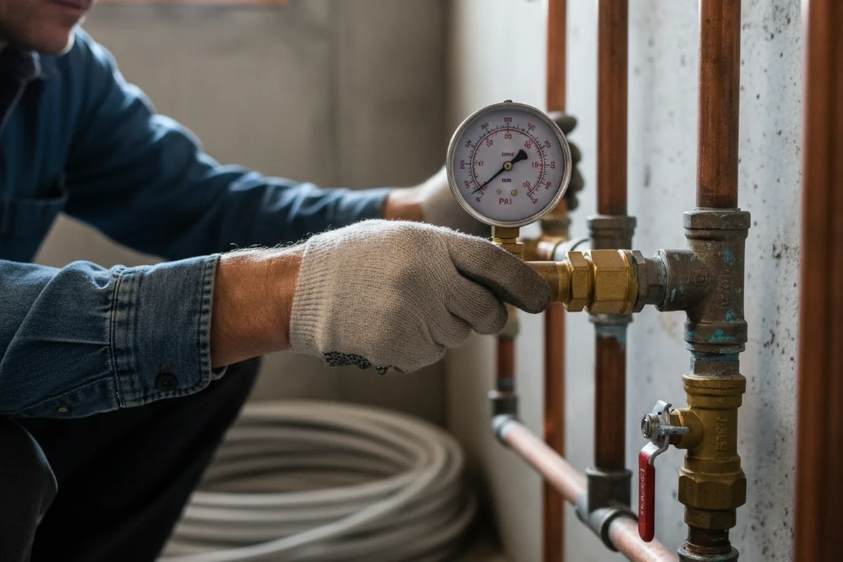 Pressure testing a repaired line during Water Line Repair in Dallas